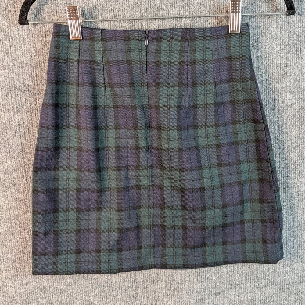 Brandy Melville Cara Dark Green Navy Black Watch Plaid Mini Skirt High Waisted